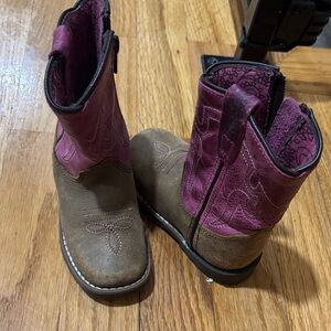 Brown and Pink Cowboy Boots